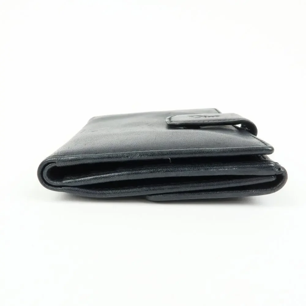 Christian Dior Cannage Lambskin Bi-fold Compact Wallet Black